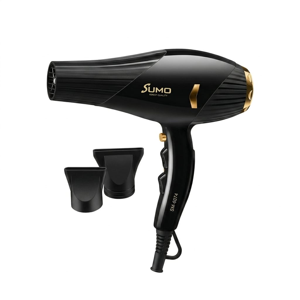 مجفف الشعر الاحترافي سومو (SM-6074) بقوة 2000 واط وتصميم أنيق باللونين الأسود والذهبي