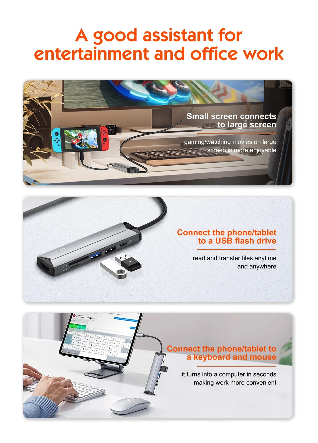 موزع متعدد الوظائف LDNIO DS-56H USB-C بدعم شحن سريع 100 واط وتصميم حديث متعدد المنافذ - الصورة 2
